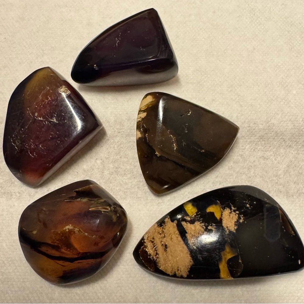 5 Pieces Indonesian Red Amber - .5” to 1.5”, Does Contain Some Inclusions